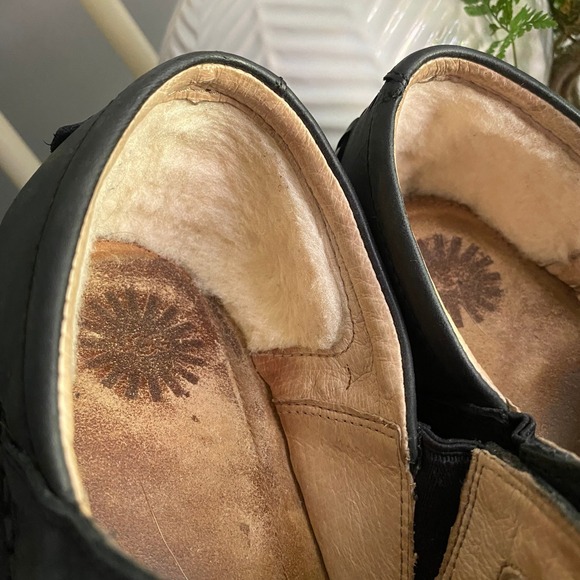 UGG Australia Anila Leather Slip On Clogs Shoes Womens 12 Black - Picture 8 of 10